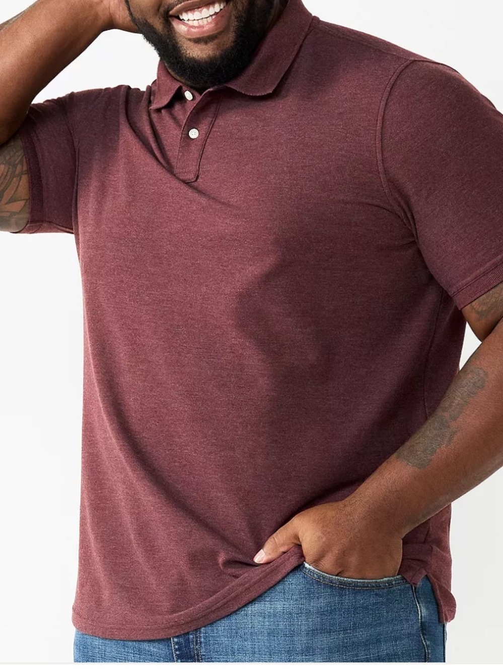 NEW! CROFT & BARROW Men’s Polo 3XB Burgundy Wrinkle Free Sustainable Big Tall